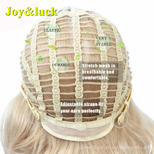 Women Wig Wholesale Prices Daily Life Party Dark Root Mid-length Black Ombre Blonde Natural Curl Middle Part Synthetic Full Wigs